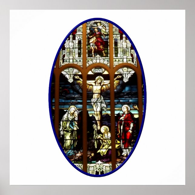 Poster Crucifixion de Jésus vitrail (Devant)
