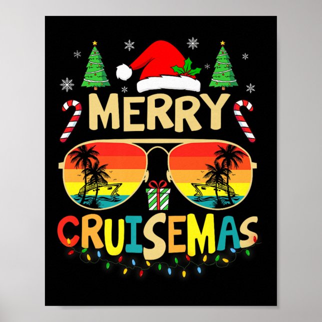 Poster Cruise Ship Merry Christmas Lights Cruising Vacati (Devant)