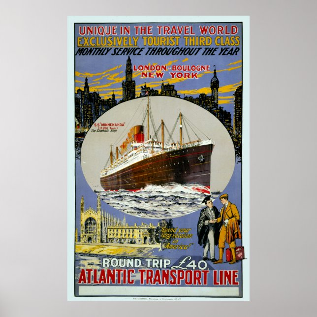 Poster Cruise Ship, New York Skyline & A London Street (Devant)