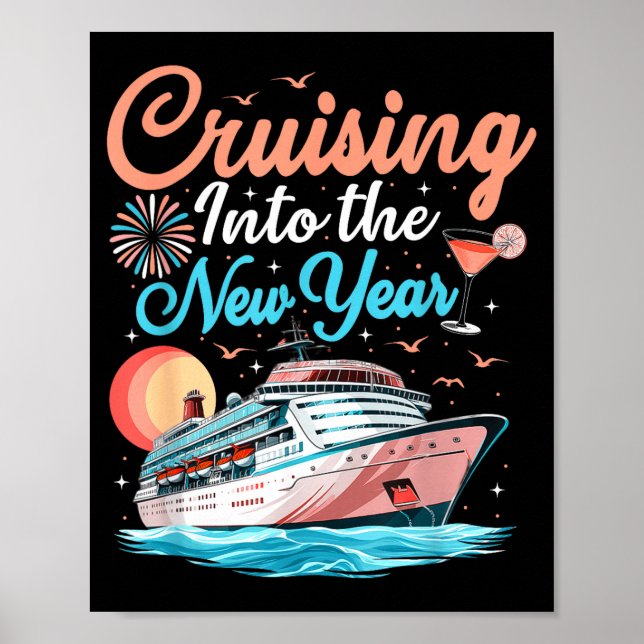 Poster Cruising Into New Years Eve Party Countdown Happy  (Devant)