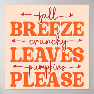 Poster Crunchy Leaves Brise d'Automne Citrouilles S'il Vo