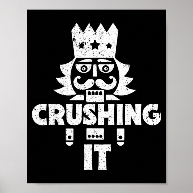 Poster Crushing It Nutcracker Funny Retro Christmas Festi (Devant)