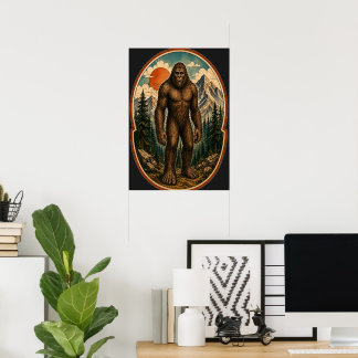 Poster Cryptid Aquarelle Gardien de la Montagne Bigfoot V