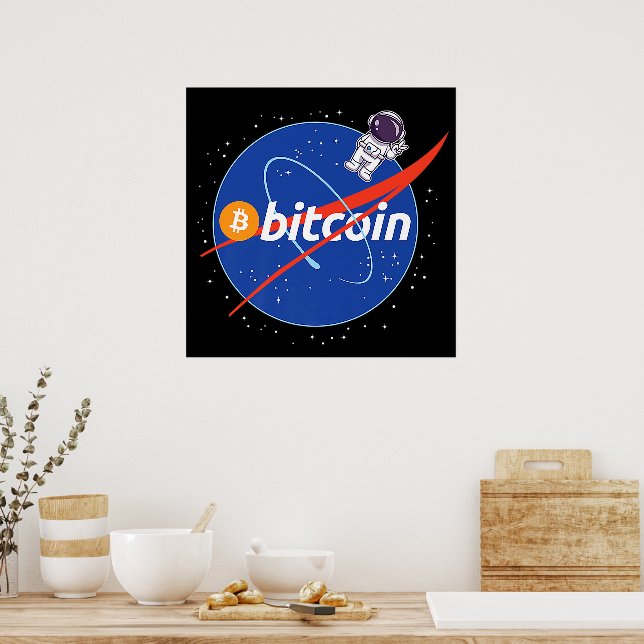Poster Crypto spatial astronaute Bitcoin tendance (Cuisine)