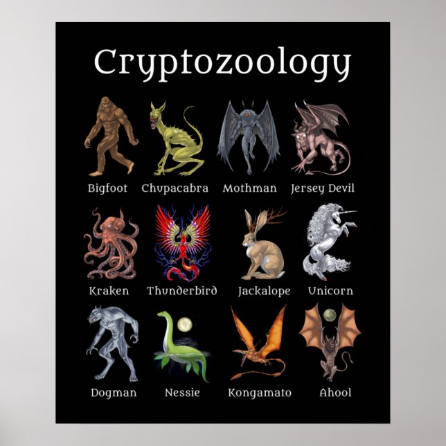 Poster Cryptozoologie Cryptid Créatures (Devant)