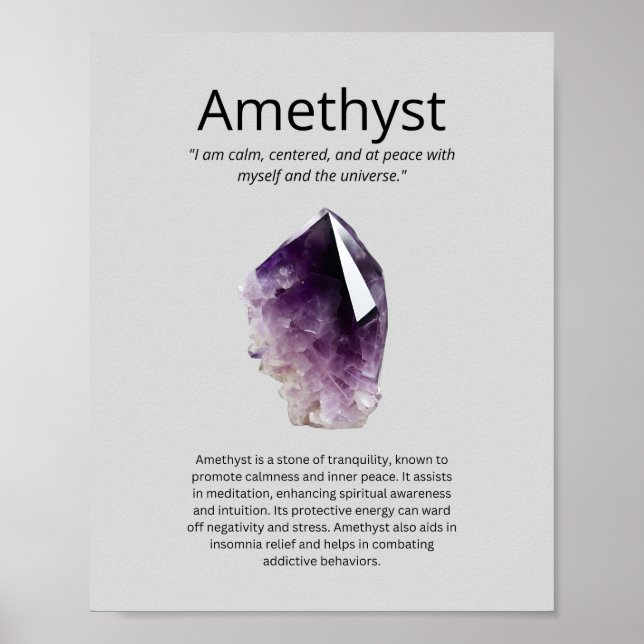 Poster Crystal Améthyste Signification (Devant)