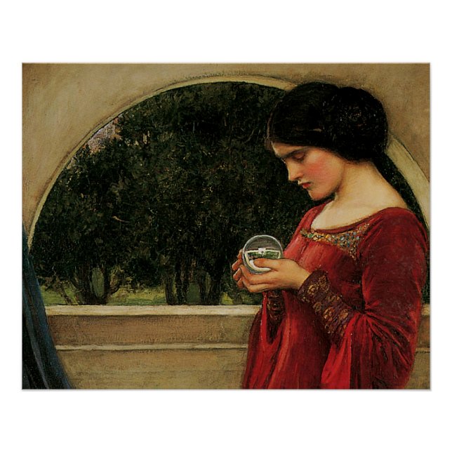 Poster Crystal Ball Woman Waterhouse Peinture (Devant)