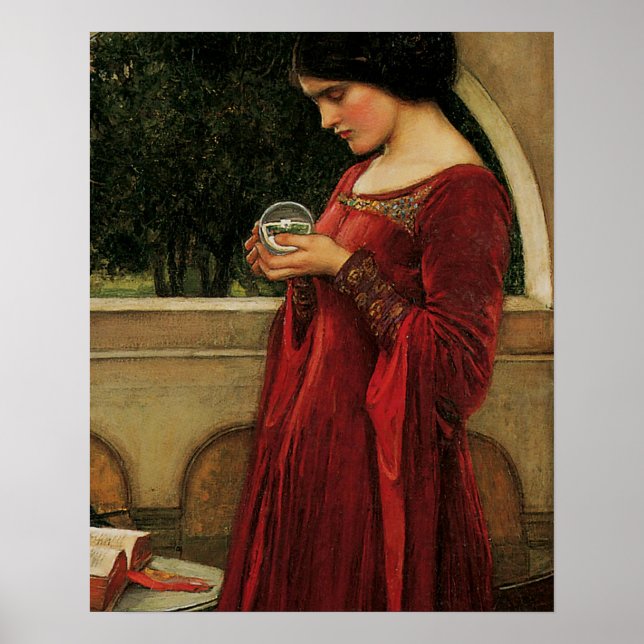 Poster Crystal Ball Woman Waterhouse Peinture (Devant)