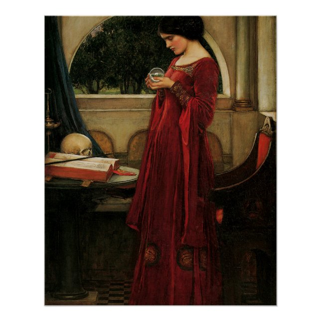 Poster Crystal Ball Woman Waterhouse Peinture (Devant)