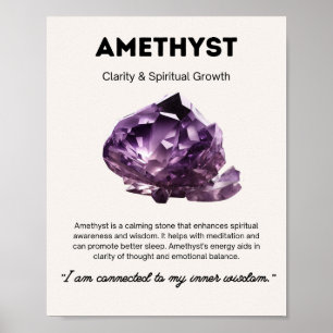 Poster Crystal Signification Améthyste, pour la Méditatio