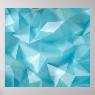 Poster Crystals bleu turquoise Triangles Arrière - plan