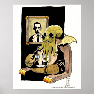 Poster Cthulhu prenant le thé - copie
