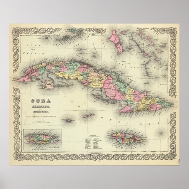 Poster Cuba, Jamaïque Et Porto Rico (Devant)