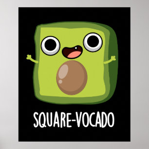 Poster Cube-avocado Drôle Cube Avocat Pun Fond Sombre