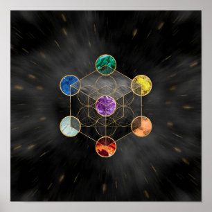 Poster Cube de Metatron Chakras Géométrie sacrée