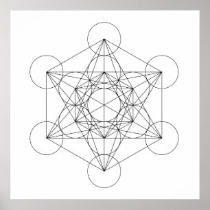 Poster Cube de Metatron noir et blanc