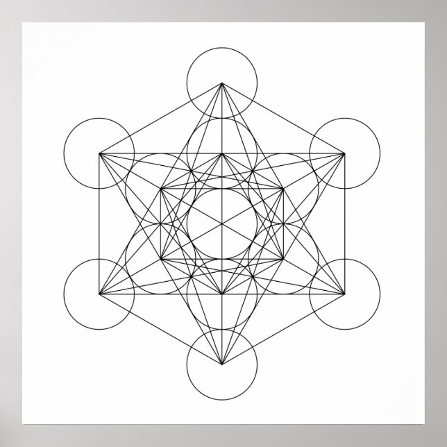 Poster Cube de Metatron noir et blanc (Devant)