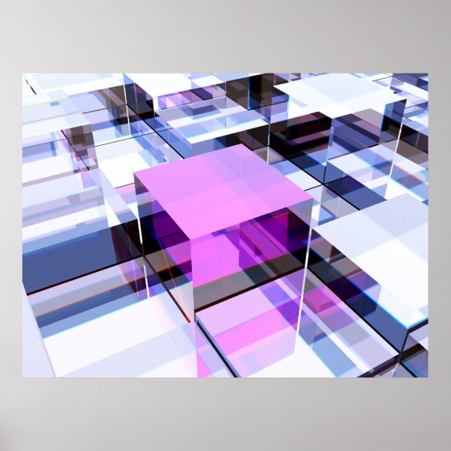 Poster Cube violet unique (Devant)