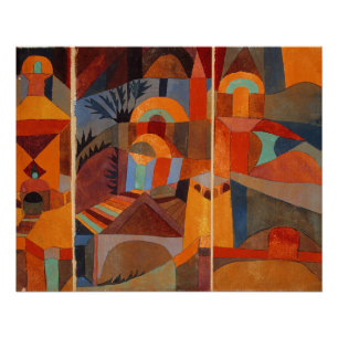 Poster Cubisme Abstrait coloré Klee Temple Gardens