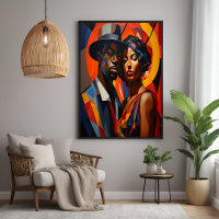 Cubisme Abstrait Gras Couple Portrait - Art Modern