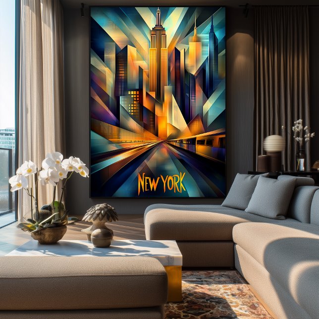 Poster Cubisme dynamique de New York - Skyline géométriqu (Créateur téléchargé)