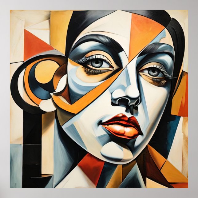 Poster Cubisme moderne Female Visage Picasso Style Abstra (Devant)