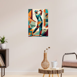 Poster Cubist du joueur de golf