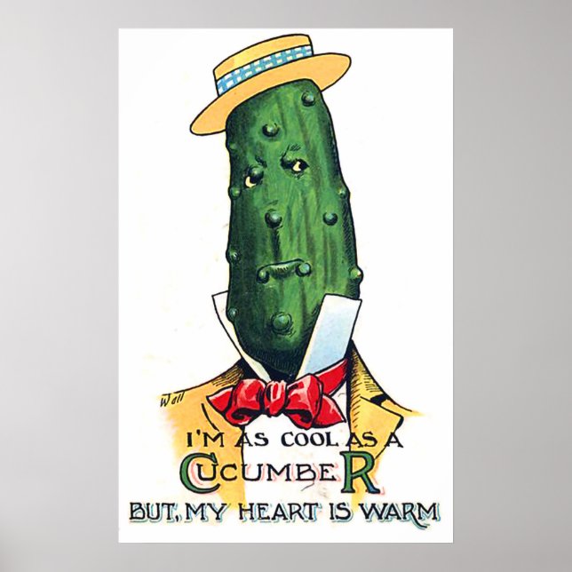 Poster Cucumber dessin animé avec message d'amour, drôle  (Devant)