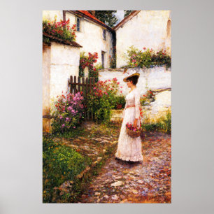Poster Cueillette de fleurs d'été dans un jardin du Devon