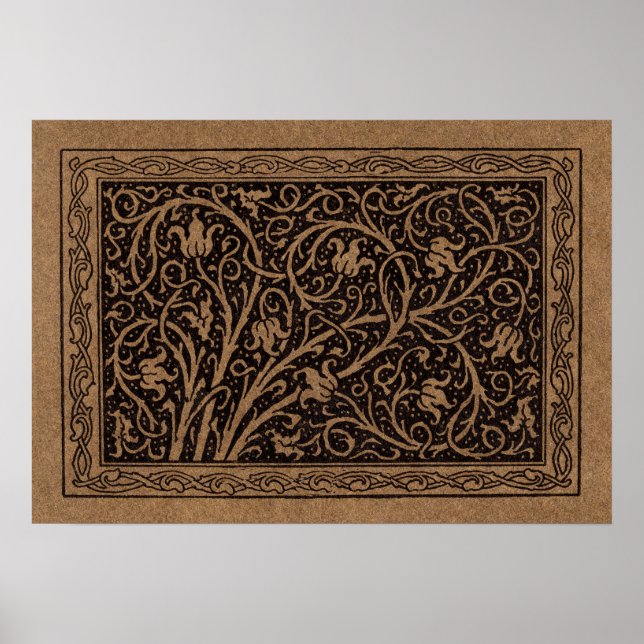 Poster Cuir à outils Brown Art Nouveau Floral (Devant)