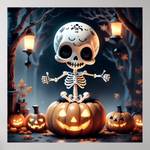 Poster Cuire Sugar Skull Squelette et Citrouille