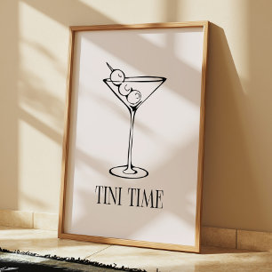 Poster Cuisine à Cocktails Minimaliste "Tini Time" Martin