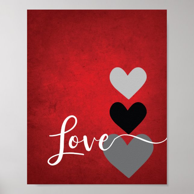 Poster Cuisine blanche gris rouge Citation LOVE Wall Art (Devant)