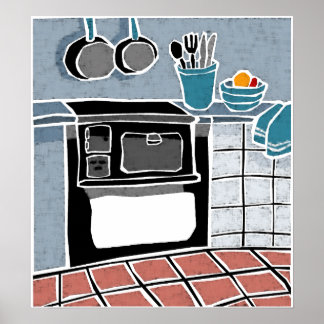 Poster Cuisine bleue