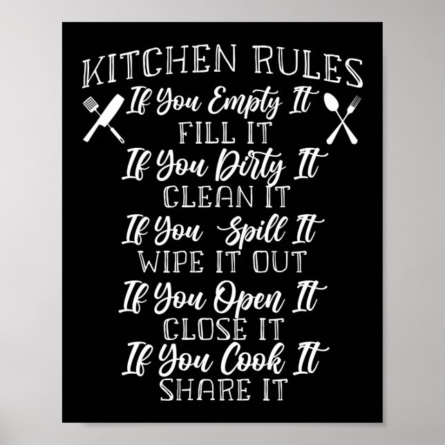 Poster Cuisine Cuisine Chef Règles De Cuisine Si Vous Le  (Devant)