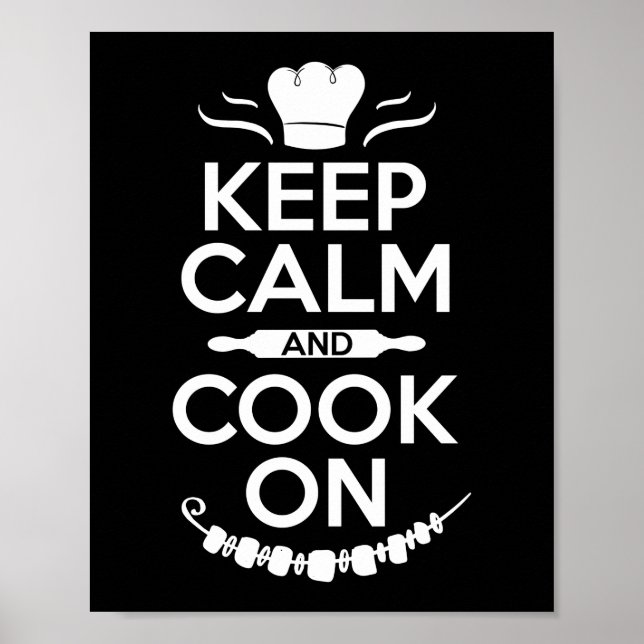 Poster Cuisine Cuisinière Chef Reste Calme Et Cuisine Sur (Devant)