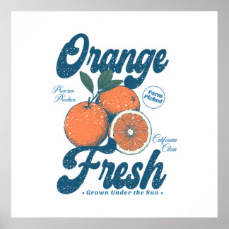 Poster Cuisine de Californie Citrus Frais Orange Vintage