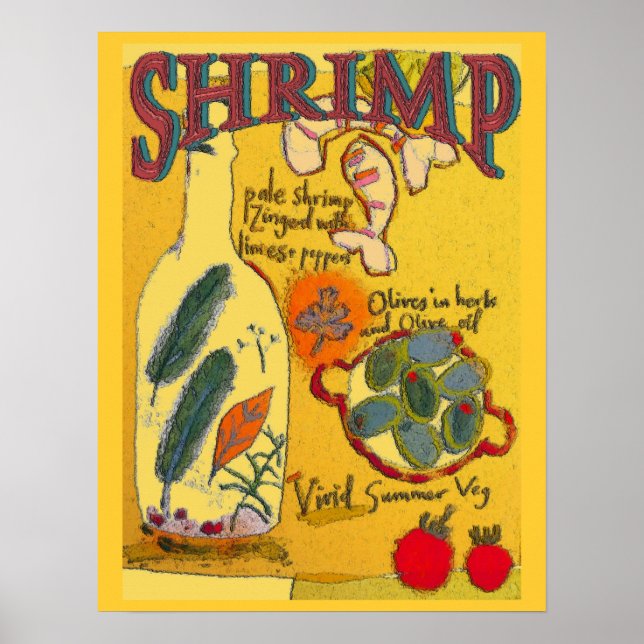 Poster Cuisine de crevettes Abstraite (Devant)