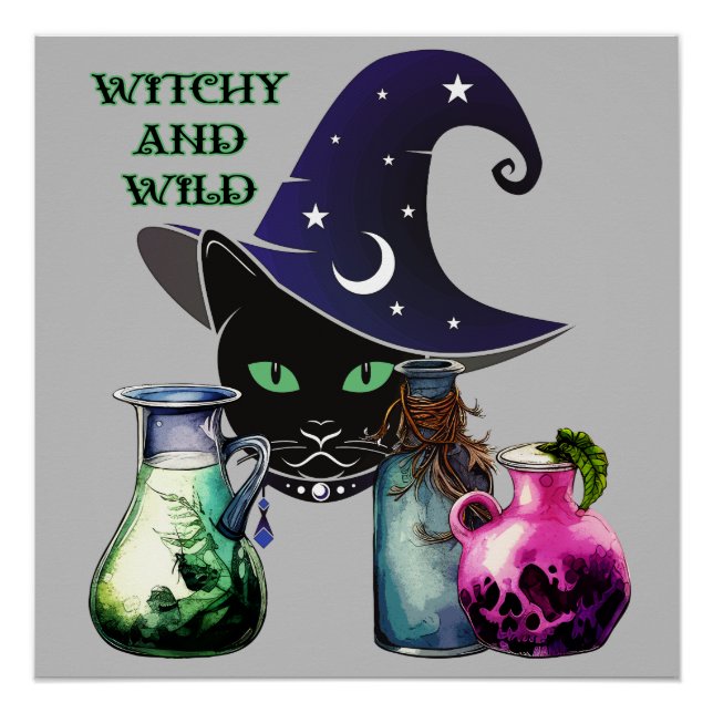 Poster Cuisine Et Sauvage - Halloween Chat Et Potions Noi (Devant)