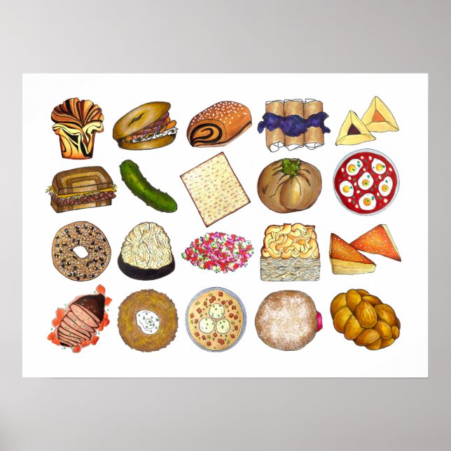 Poster Cuisine Juive Aliments Illustration Décor Cuisine (Devant)