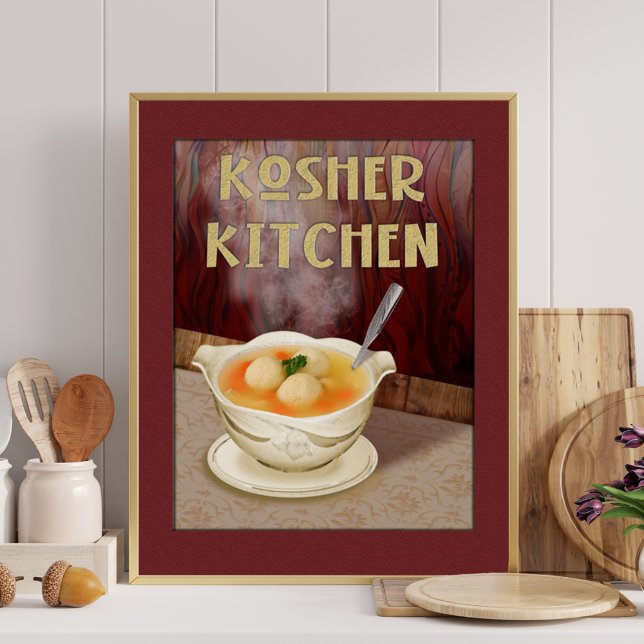 Poster Cuisine Kosher Juif Matzah Boule Soupe Art Imprime (Créateur téléchargé)