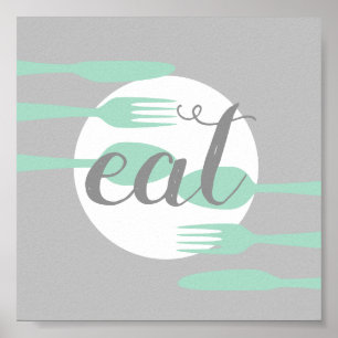 Poster cuisine mignonne citation mot art moderne manger