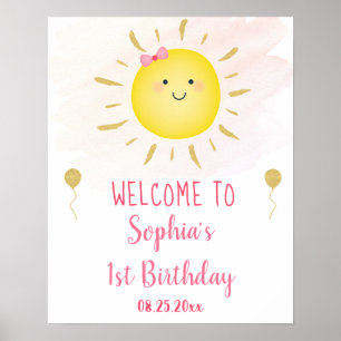 Poster Cuisine Sunshine Rose & Or Accueil Anniversaire
