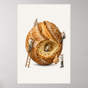 Poster Cuisiniers Miniatures Surréalistes Travaillant Sur