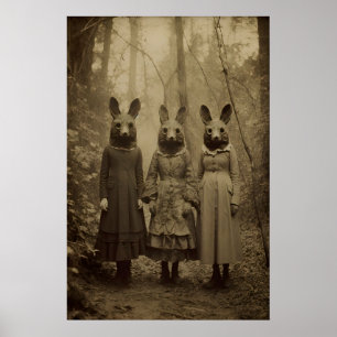 Poster Culte de lapin de la forêt, photographie vintage