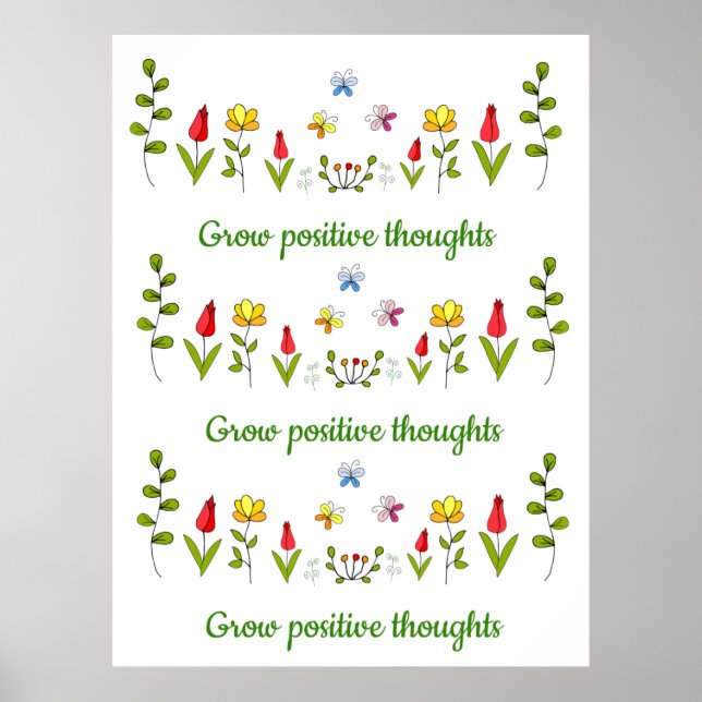 Poster Cultiver des pensées positives fleurs (Devant)