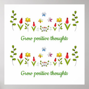 Poster Cultiver des pensées positives fleurs
