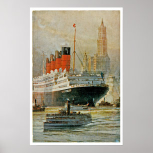 Poster Cunarder à New York