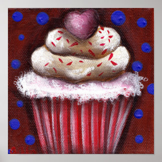 Poster Cupcake avec coeur