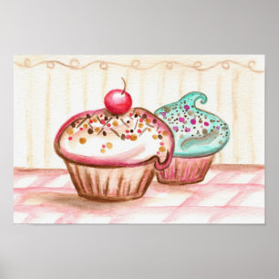 Poster Cupcake Boulangerie Cuisine Mur Art Imprimer Décor